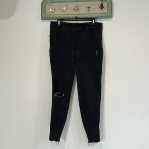 SPANX DISTRESSES BLACK SKINNY RAW HEM JEAN STRETCH PANTS SIZE XL WOMEN’S